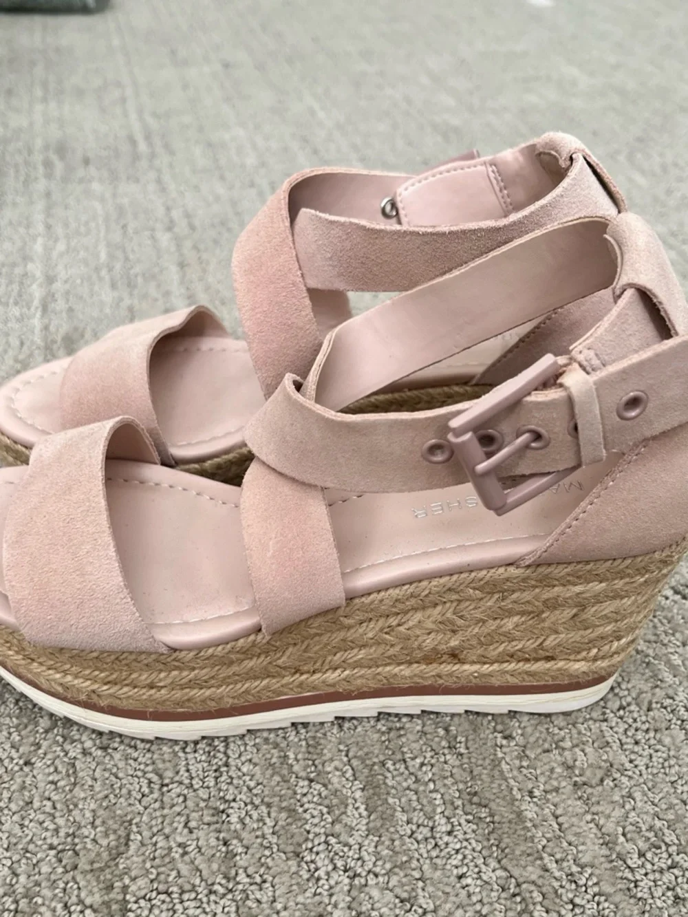 Marc Fisher Pink Suede Espadrille Platform Sandals